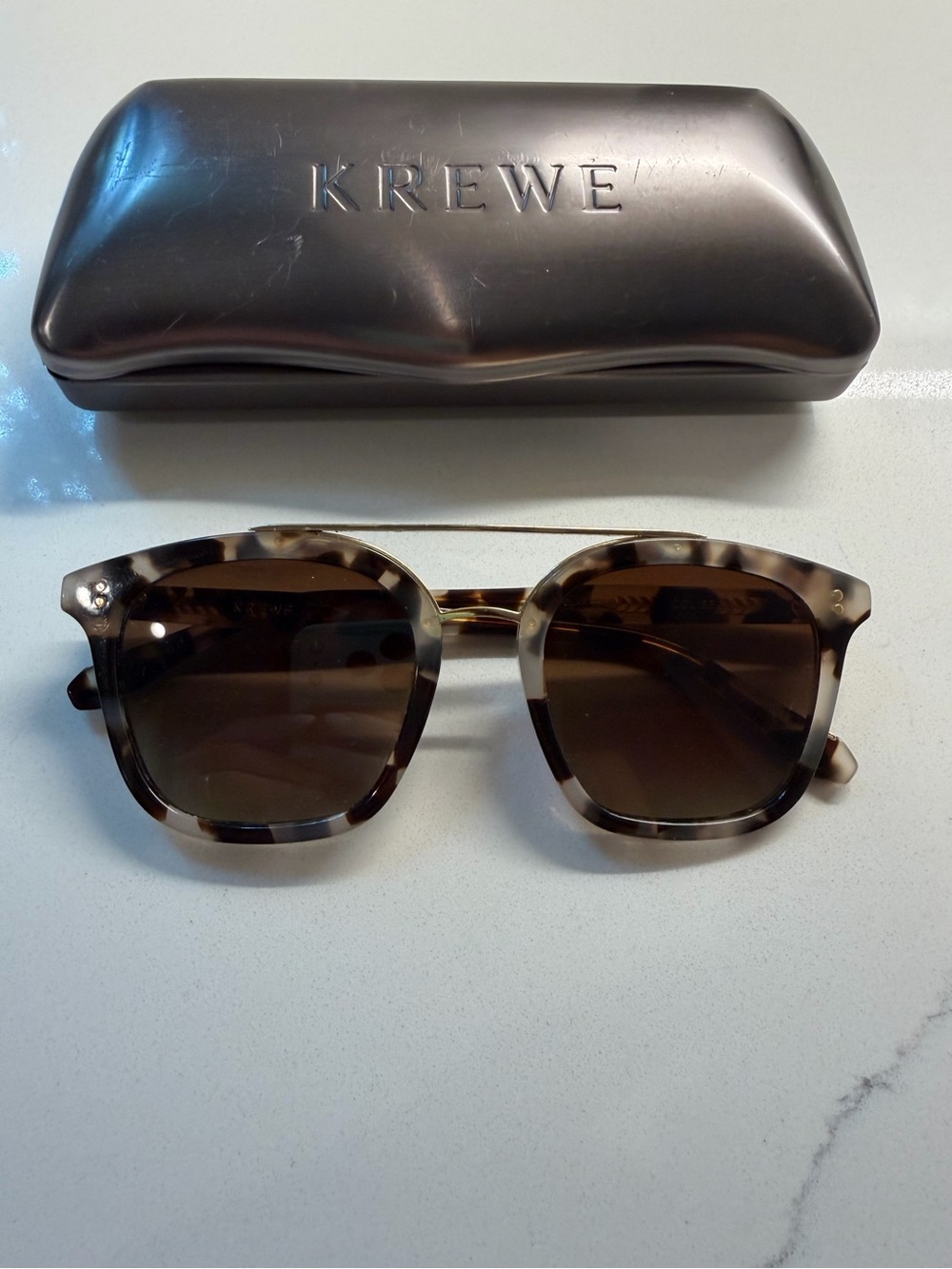 KREWE Coliseum Tortoiseshell Square Sunglasses with Brown Gradient Lenses